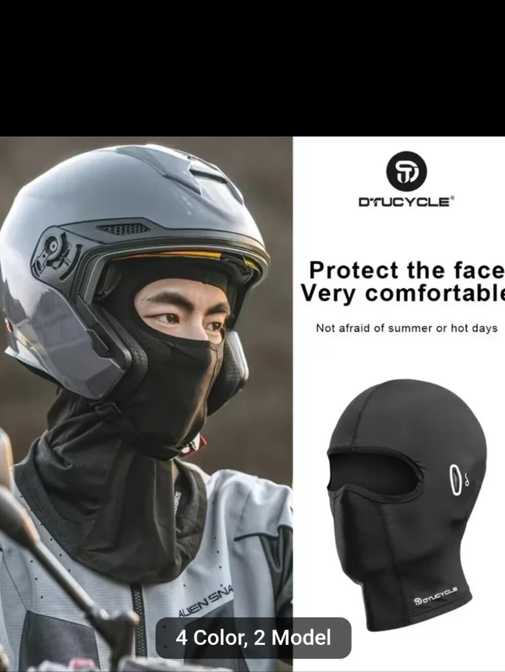 Black Men's Face Breathable motorcycle balaclava